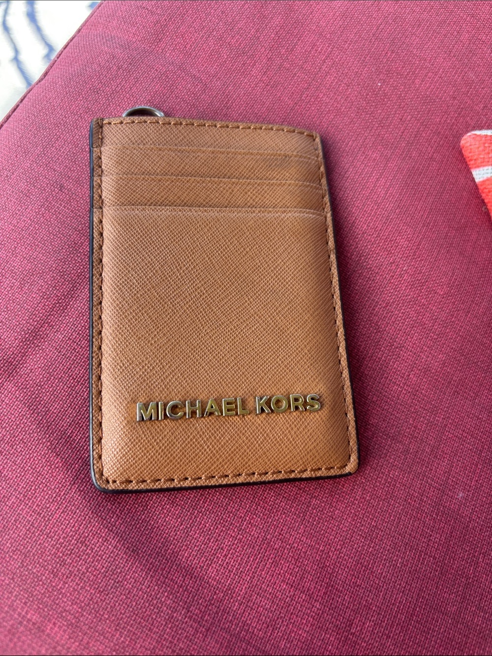 Michael Kors Brown Leather Card & Key Holder